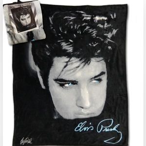 New Elvis soft fleece throw blanket 50” x 60” 8713 black white blue eyes